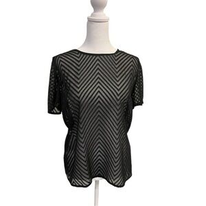 Black Sheer Chevron Top